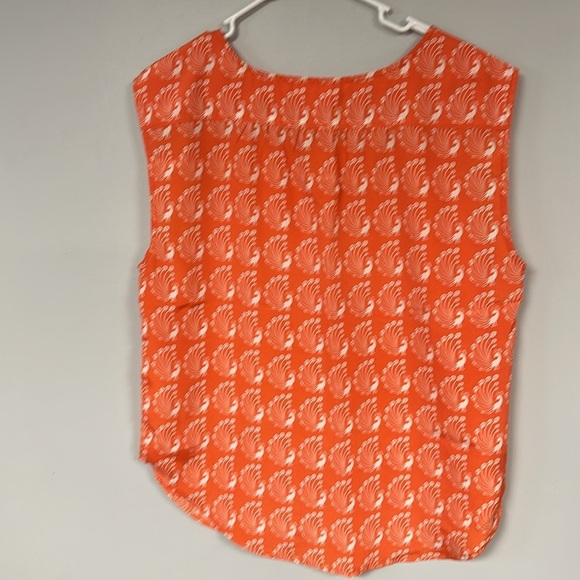 Oat+Fawn Women's Orange & White Sleeveless Super Cute Peacock Top in Size L - Picture 3 of 8